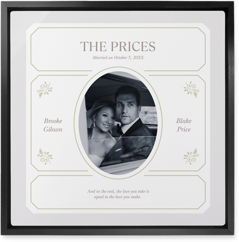 Vintage Stationery Frame Wall Art, Black, Single piece, Metal, 12x12, Matte, White