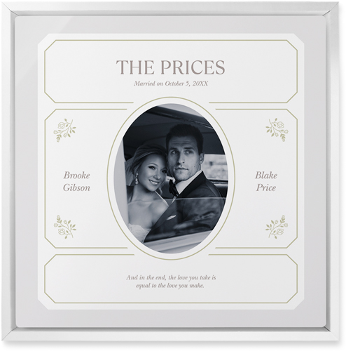 Vintage Stationery Frame Wall Art, White, Single piece, Metal, 12x12, Glossy, White, white