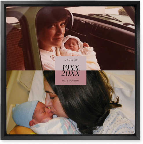 Then and Now Wall Art, Black, Single piece, Metal, 12x12, Matte, Pink, desert rose