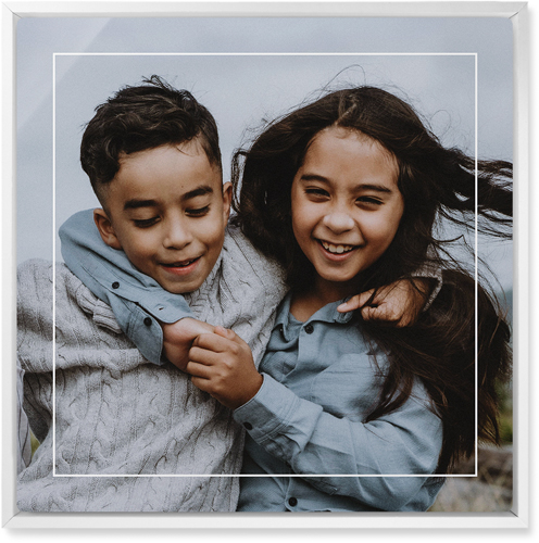 Floating Frame Wall Art, White, Single piece, Metal, 16x16, Glossy, White, white