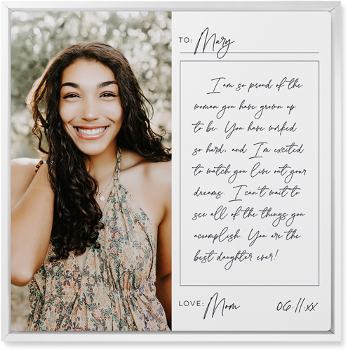 Handwritten Letter Wall Art, White, Single piece, Metal, 16x16, Matte, White, white