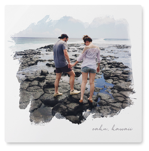 Brushstrokes Wall Art, No Frame, Single piece, Metal, 16x16, Matte, White, white