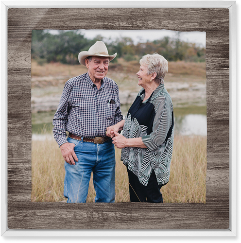 Countryside Portrait Wall Art, White, Single piece, Metal, 16x16, Glossy, Brown, wood