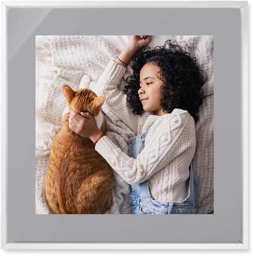 Full Frame One Wall Art, White, Single piece, Metal, 16x16, Matte, Gray, stone