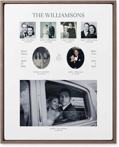 Marriage Family Tree Wall Art, Walnut, Single piece, Metal, 16x20, Matte, White, white