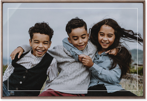 Floating Frame Wall Art, Walnut, Single piece, Metal, 20x30, Glossy, White, white