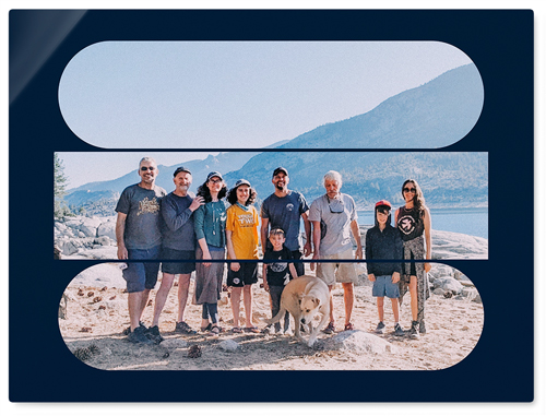 Connected Frames Wall Art, No Frame, Single piece, Metal, 30x40, Glossy, Blue, midnight