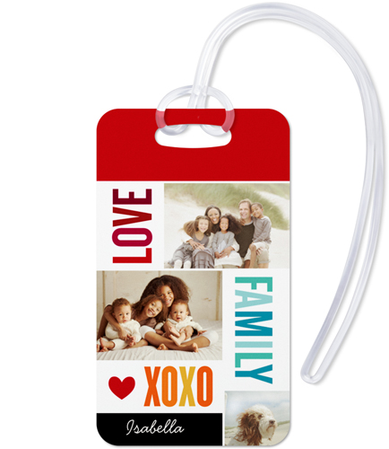 Family Love Xoxo Luggage Tag, Large, White