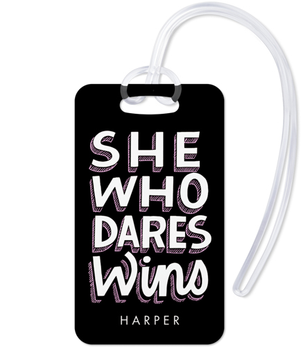Active She Wins Luggage Tag, Large, Black