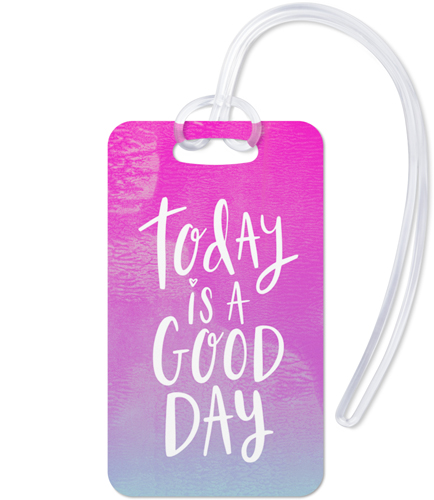 Emoji Good Day Luggage Tag, Large, Purple