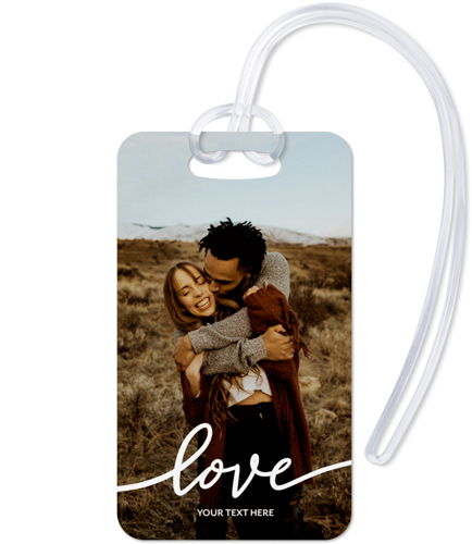 Modern Love Script Luggage Tag, Large, White