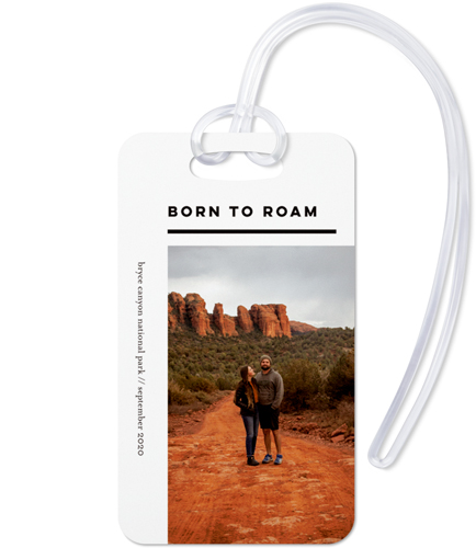 Born to Roam Luggage Tag, Large, White