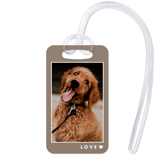 Modern Heart Name Luggage Tag, Small, Gray