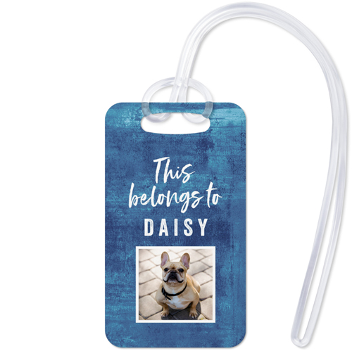 Playful Patterns Indigo Watercolor Luggage Tag, Small, Blue, denim