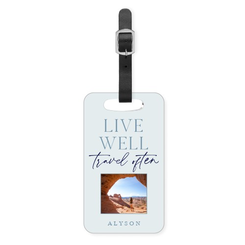 Live Well And Travel Luggage Tag, Small, Gray