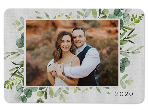 Botanical Corner Metal Magnet, 2x3, White, white