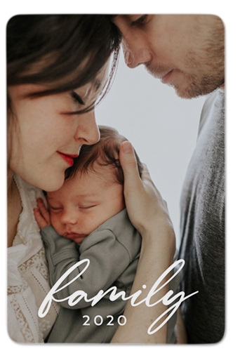 Family Script Portrait Metal Magnet, 2x3, White, white