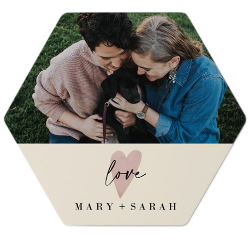 Heart in Love Metal Magnet, 4, Beige, antique white