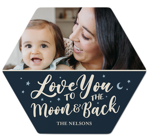 Love You to the Moon Stars Metal Magnet, 4, Black