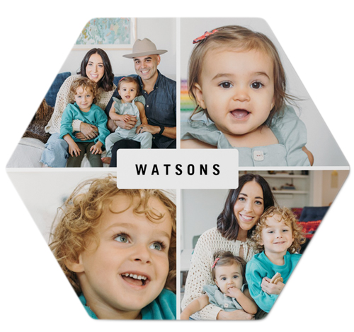 Statement Family Grid Metal Magnet, 4, White, white