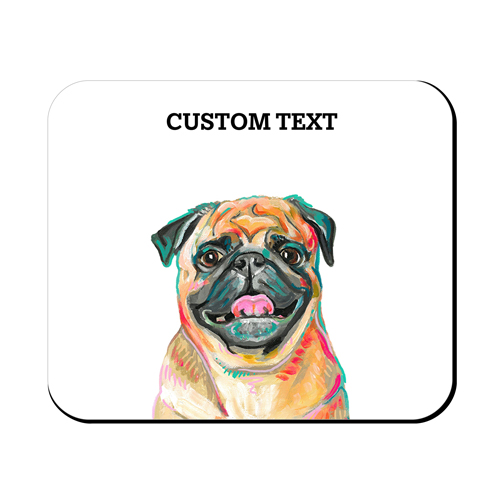 Pug Custom Text Mouse Pad, Rectangle Ornament, Multicolor
