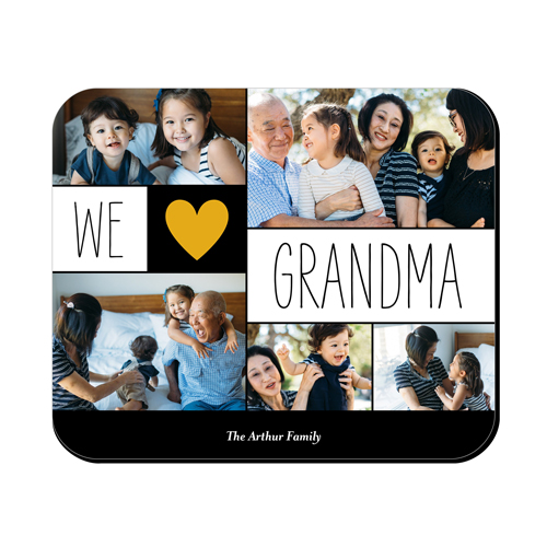 We Heart Grandma Collage Mouse Pad, Rectangle, Black