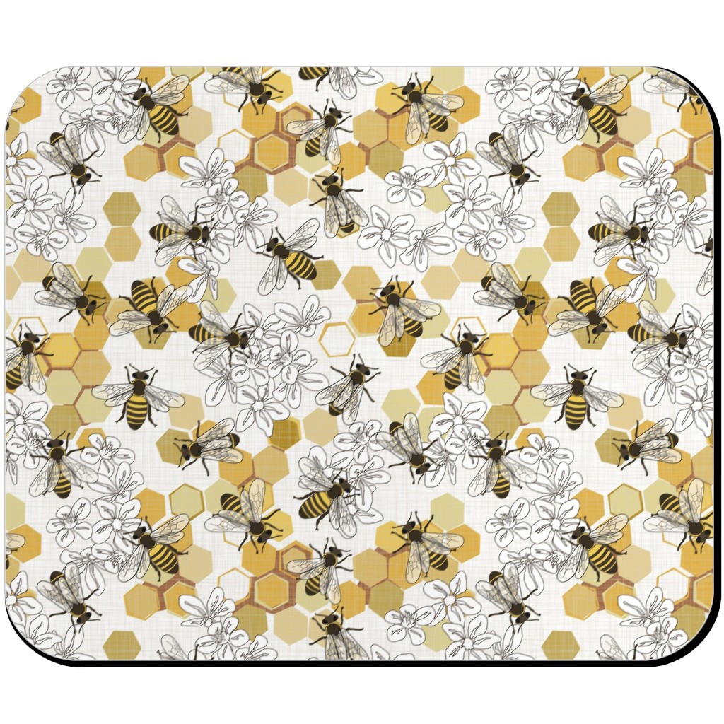 Save the Honey Bees - Yellow Mouse Pad, Rectangle Ornament, Yellow
