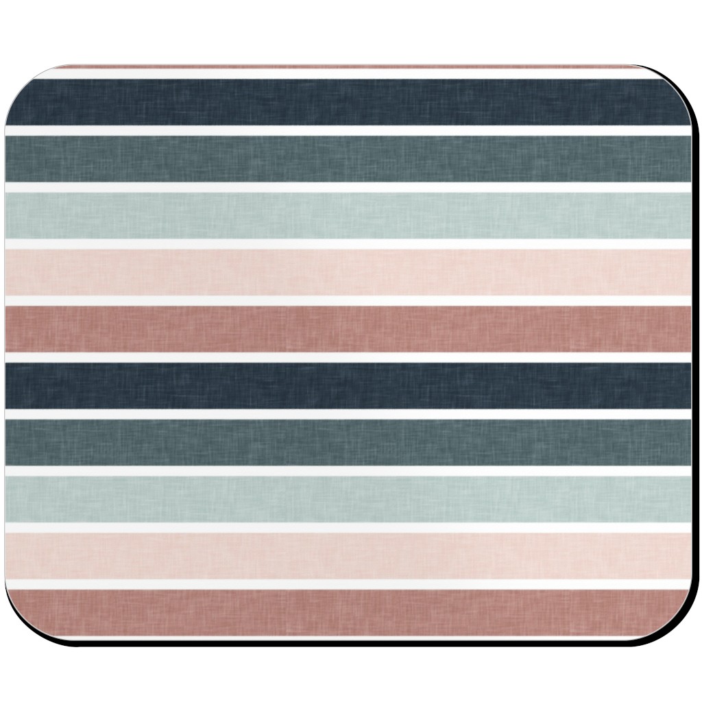 Stripes - Multi Blue & Pink Mouse Pad, Rectangle, Multicolor