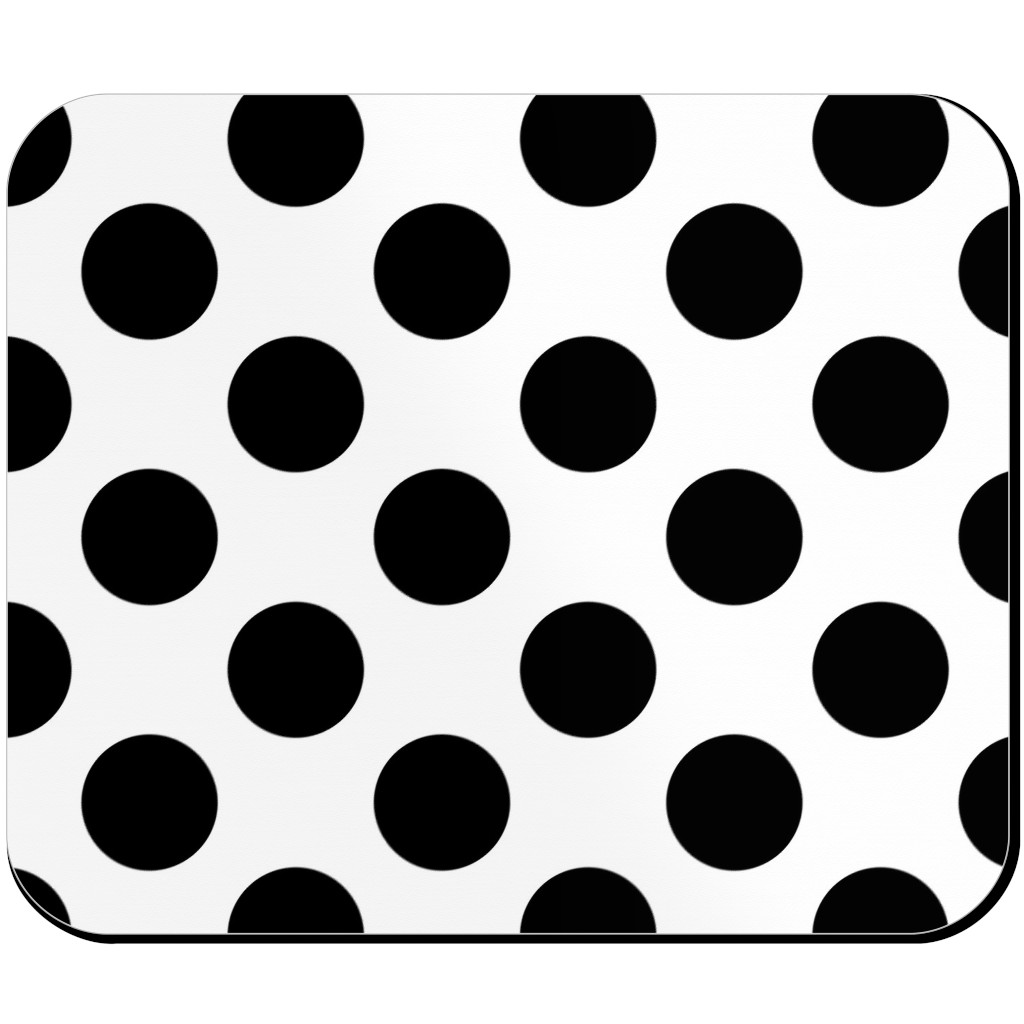Polka Dot - Black and White Mouse Pad, Rectangle Ornament, Black