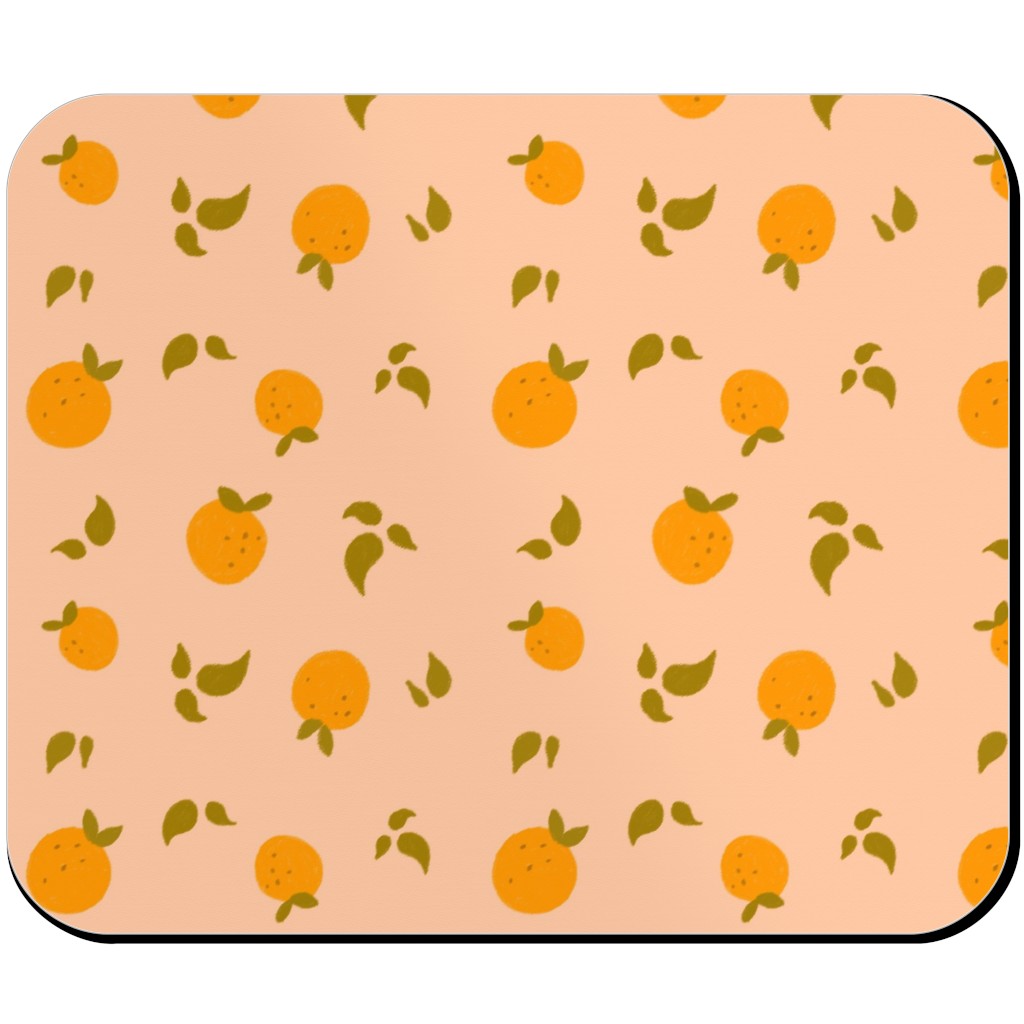 Oranges & Leaves on Peach Mouse Pad, Rectangle Ornament, Orange