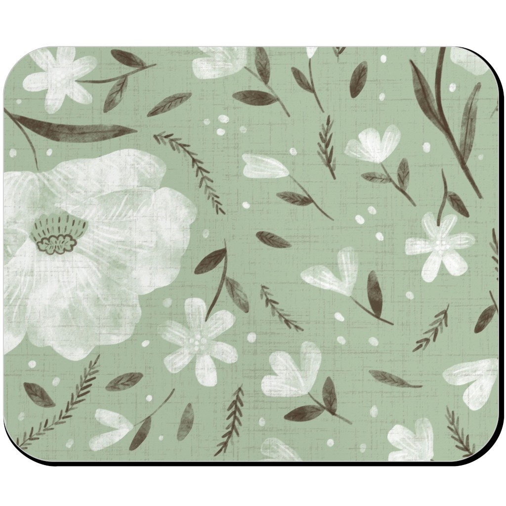 Charlotte Floral - Sage Mouse Pad, Rectangle, Green