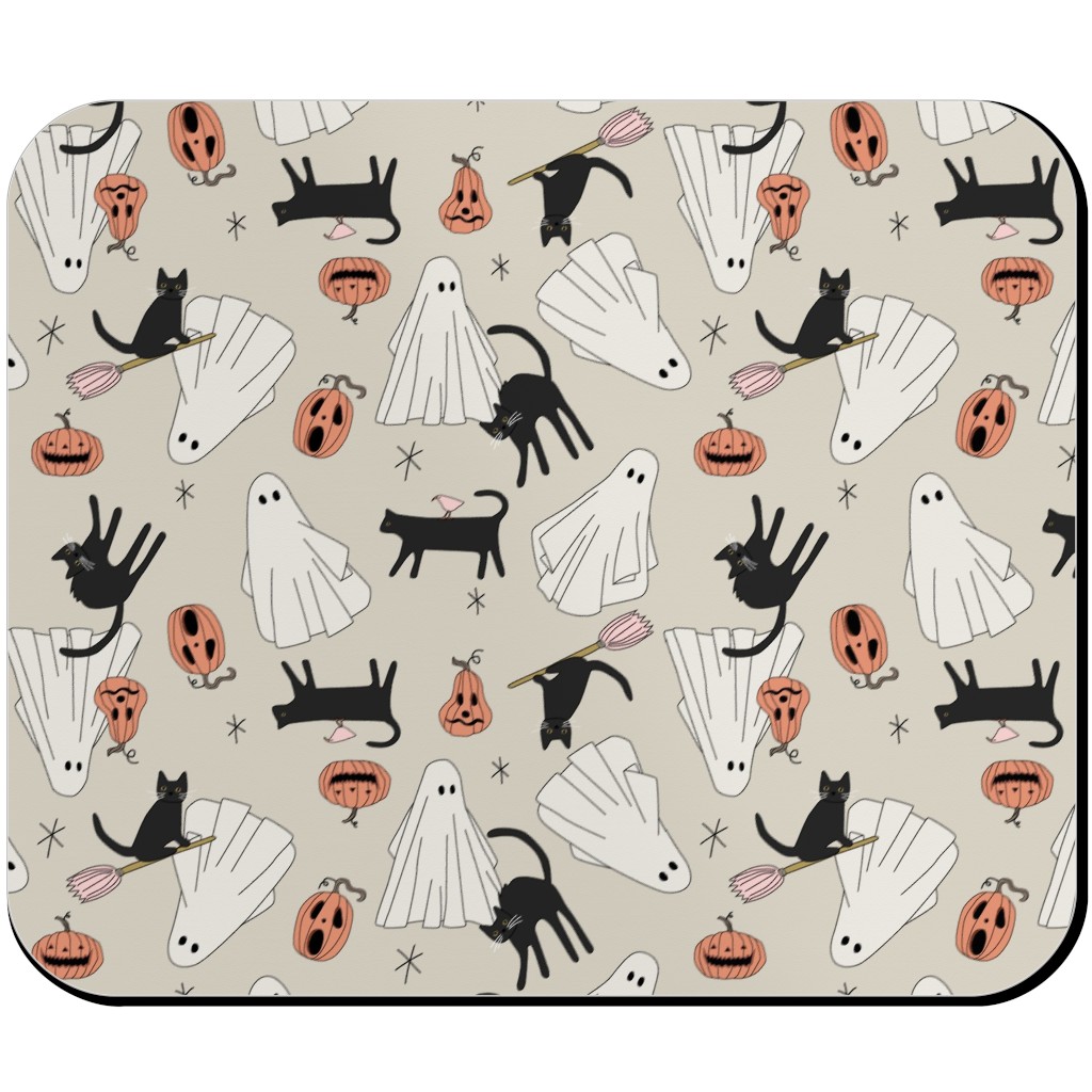 Spooky Halloween Mouse Pad, Rectangle Ornament, Beige