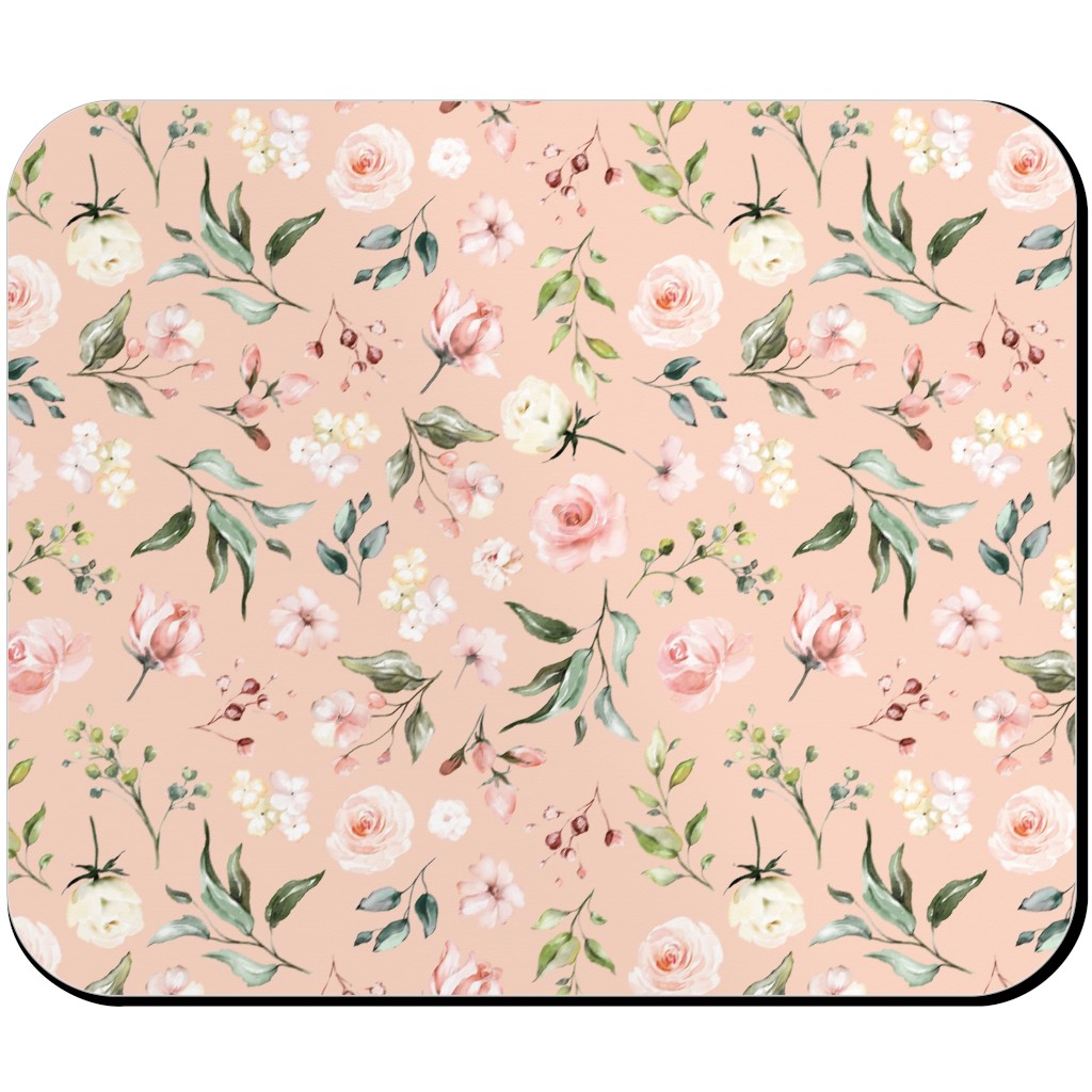 Celestial Rose Floral - Blush Mouse Pad, Rectangle Ornament, Pink