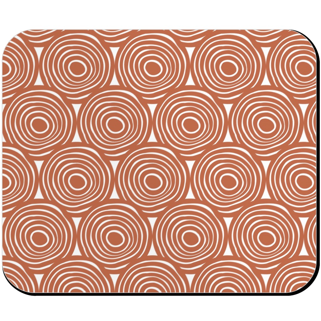 Overlapping Circles - Terracotta Mouse Pad, Rectangle Ornament, Brown