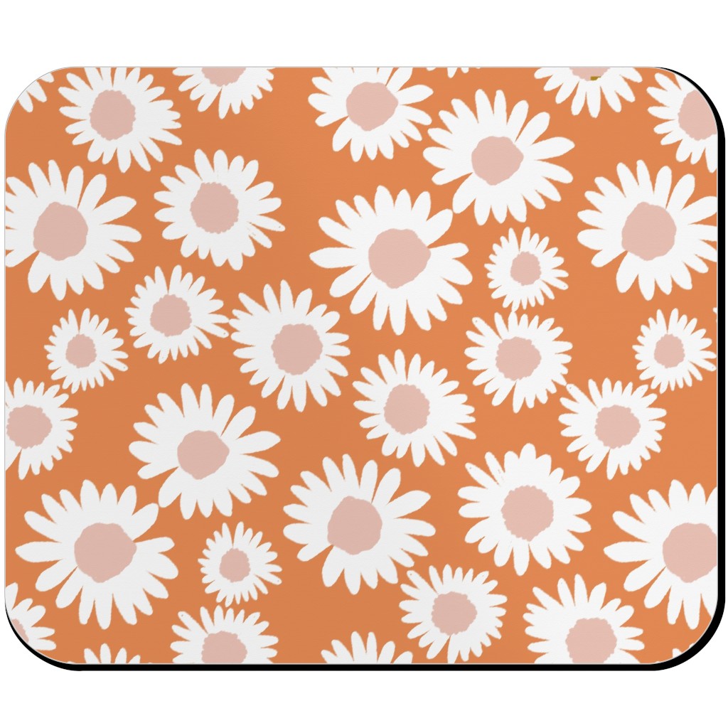 Boho Daisies - Flowers - Muted Orange and Blush Mouse Pad, Rectangle Ornament, Orange