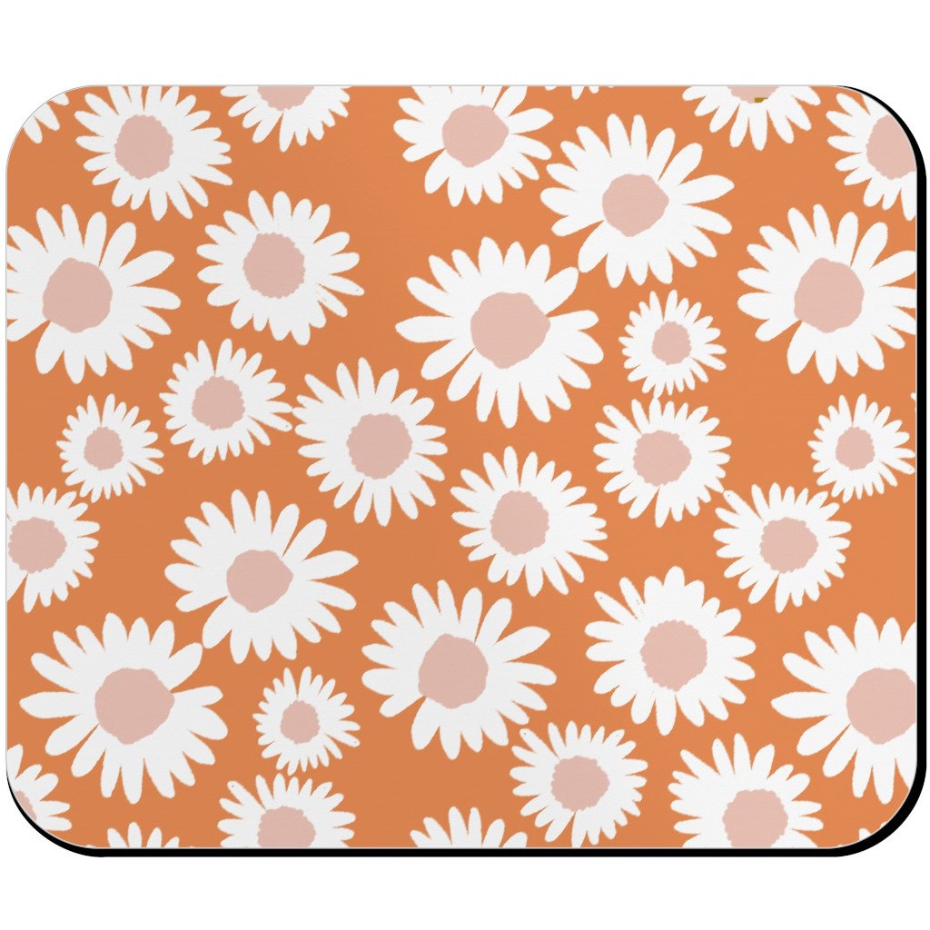 Boho Daisies - Flowers - Muted Orange and Blush Mouse Pad, Rectangle, Orange, Orange