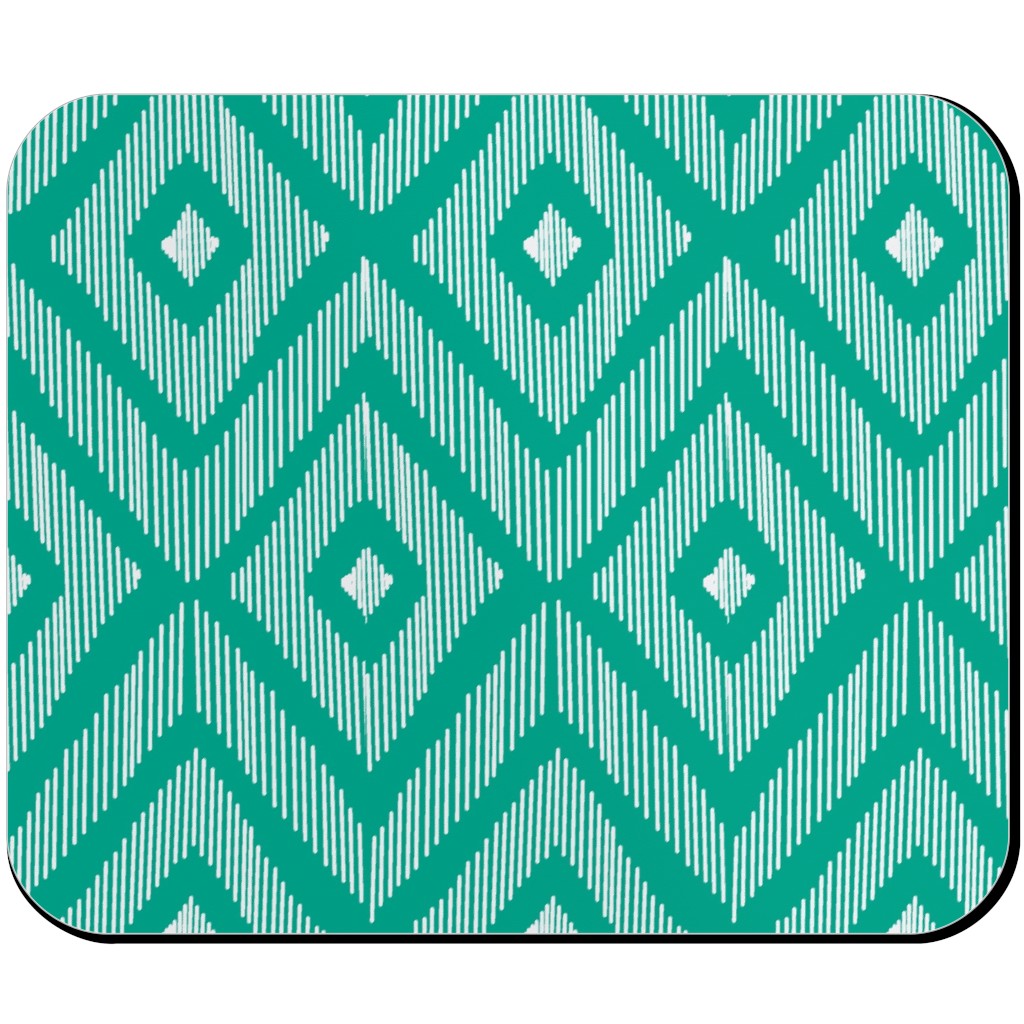 Ikat Mouse Pad, Rectangle Ornament, Green