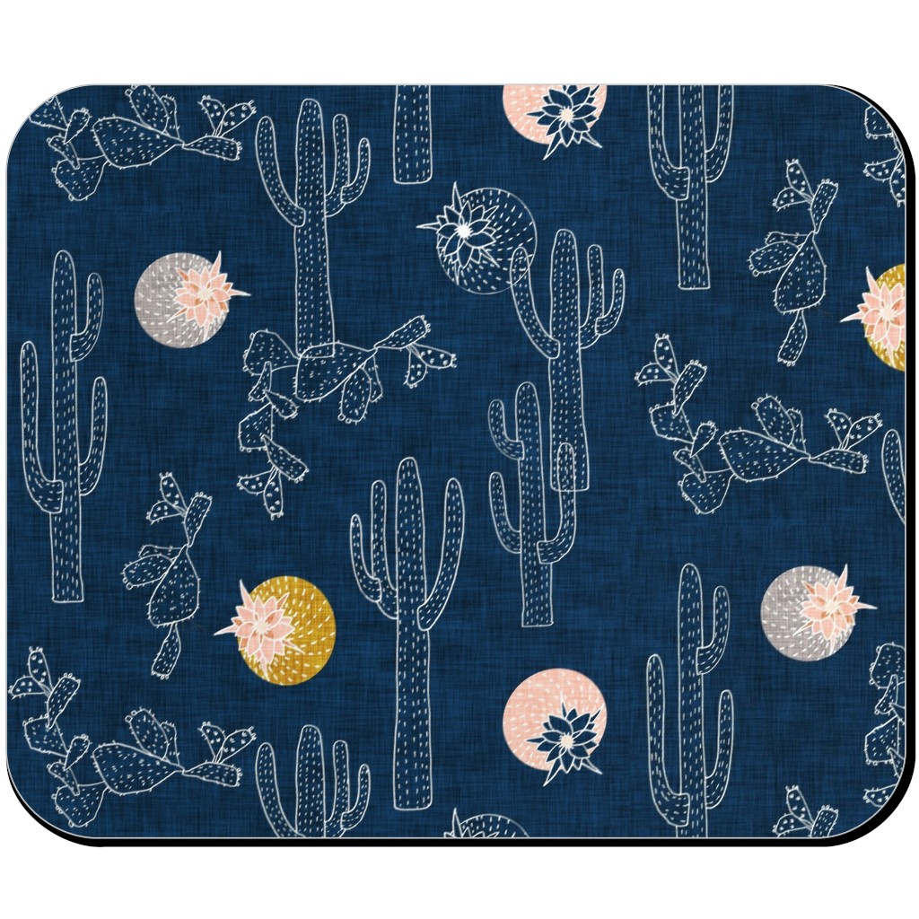 Cactus - Indigo Mouse Pad, Rectangle Ornament, Blue