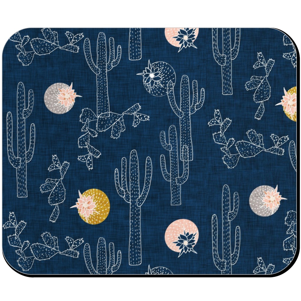 Cactus - Indigo Mouse Pad, Rectangle, Blue, True Blue