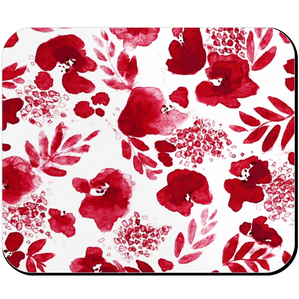 Floret Floral - Red Mouse Pad, Rectangle Ornament, Red