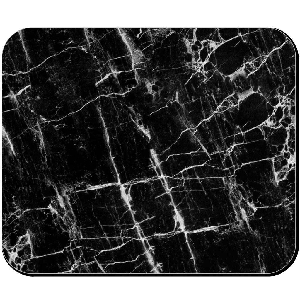 Cracked Black Marble Mouse Pad, Rectangle Ornament, Black