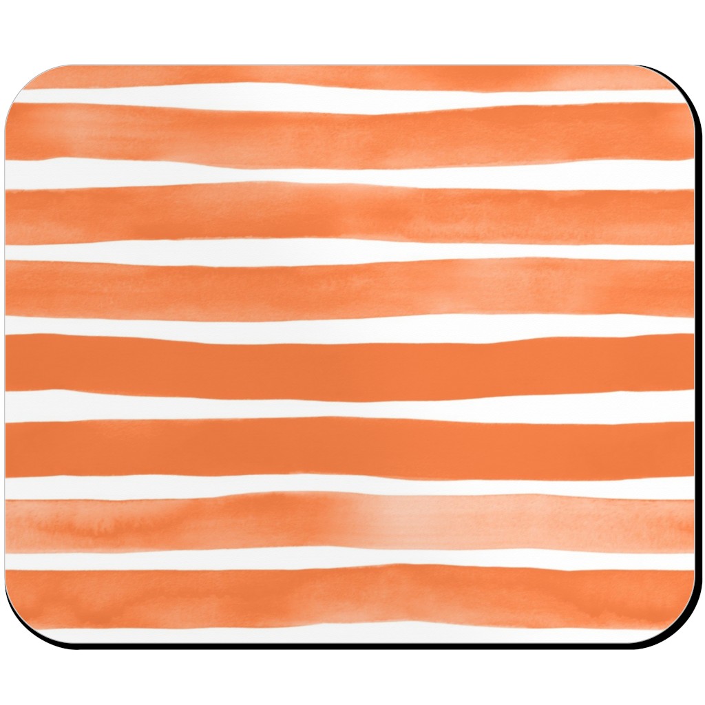 Imperfect Watercolor Stripes Mouse Pad, Rectangle Ornament, Orange