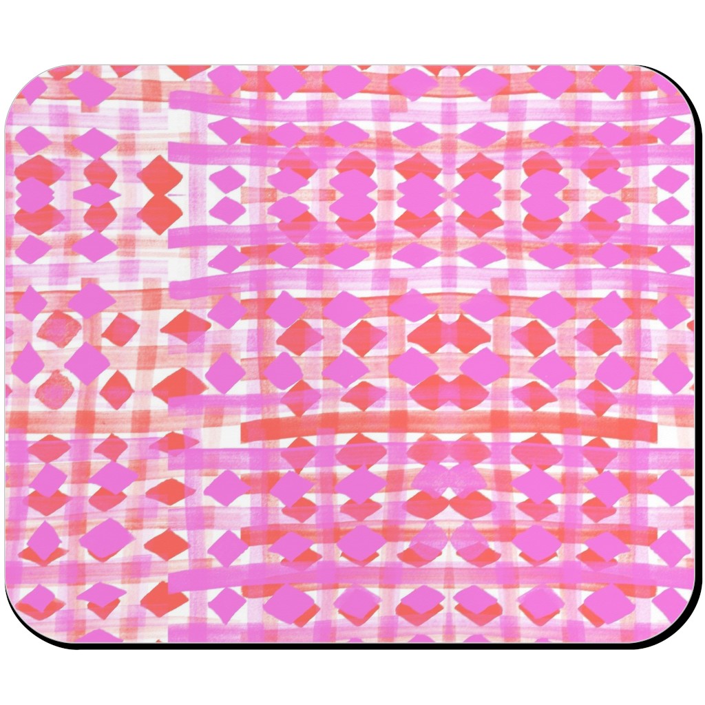 Brush Stripes Geometric - Pink Mouse Pad, Rectangle, Pink, Bright Pink