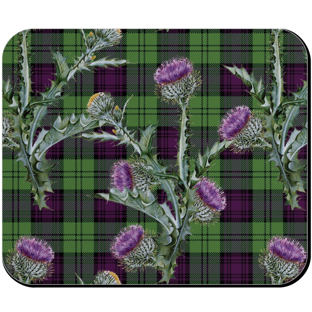 Feochadan Tartan - Green and Purple Mouse Pad, Rectangle Ornament, Green