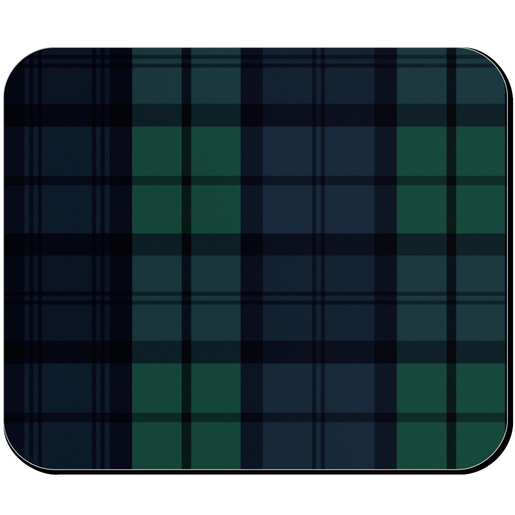 Dark Green Plaid Mouse Pad, Rectangle Ornament, Green