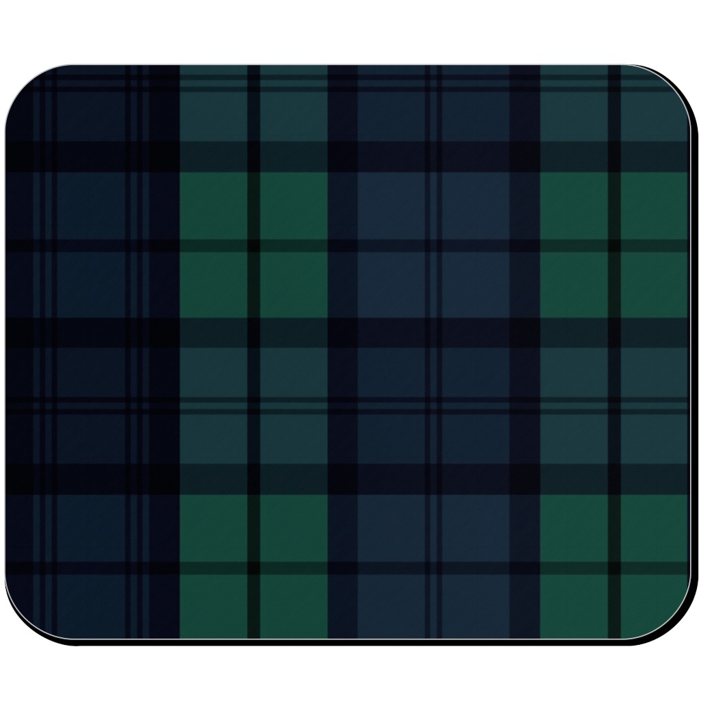 Dark Green Plaid Mouse Pad, Rectangle, Green, Classic Green