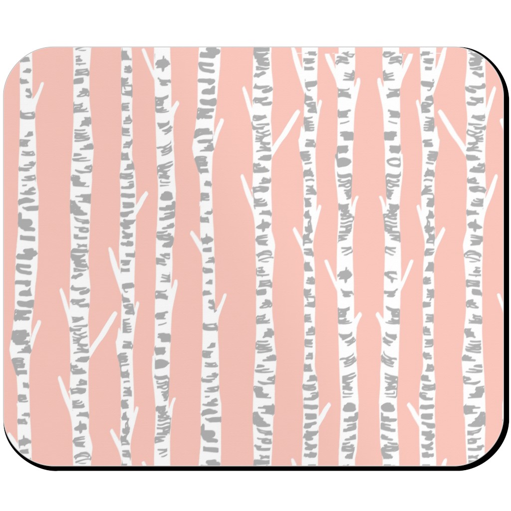 Birch Tree - Pink Mouse Pad, Rectangle Ornament, Pink