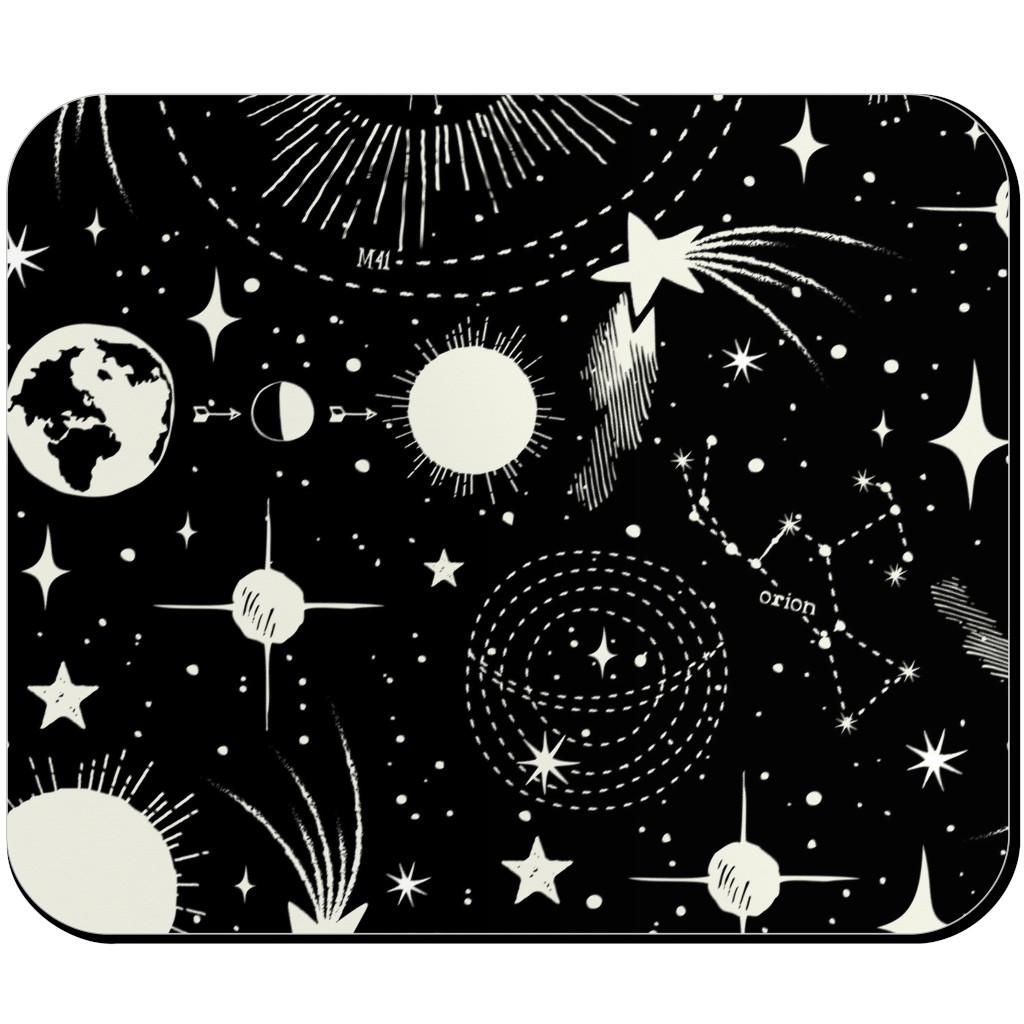 Solar System Mouse Pad, Rectangle, Black, Shadow Box