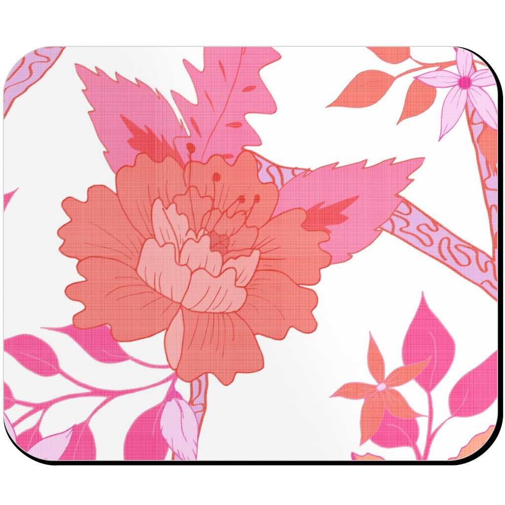 Peony Branch Mural Mouse Pad, Rectangle Ornament, Pink