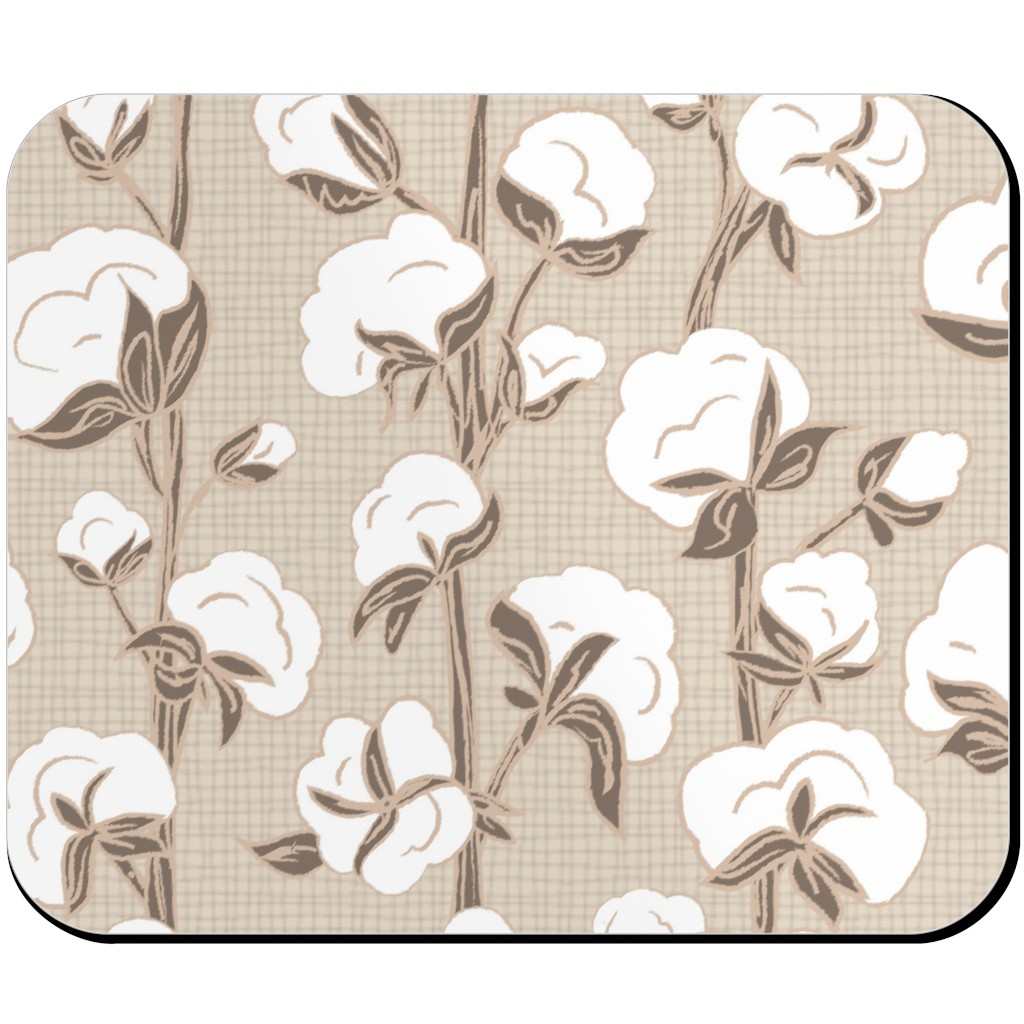 Cotton Stalk Stripe - Brown Mouse Pad, Rectangle, Beige, Pearl